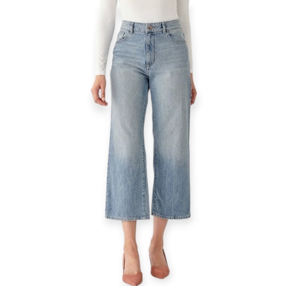 DL1961 Hepburn High Rise Wide Leg Cropped Jeans in Humboldt Size 27